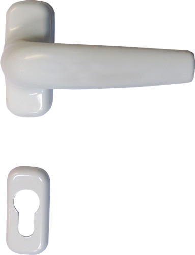 Χερούλια σιδηρόπορτας - αλουμινόπορτας με στενές ροζέτες ζεύγος λευκά